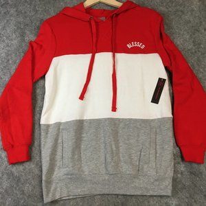 No Boundaries Hoodie XS 1 Juniors Womens Colorblock Red Gray Blessed Sweatshirt